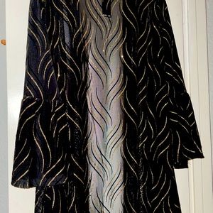 Jacket Black Semi-Sheer with silver and gold accents.